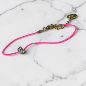Pink Cord Bracelet with Rhinestone Accent | Adjustable Minimalist Jewelry
